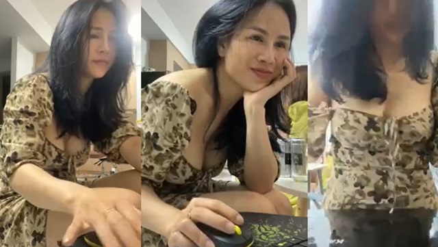 MBBG mặc váy ôm body thủ dâm với cặp vú quá cỡ